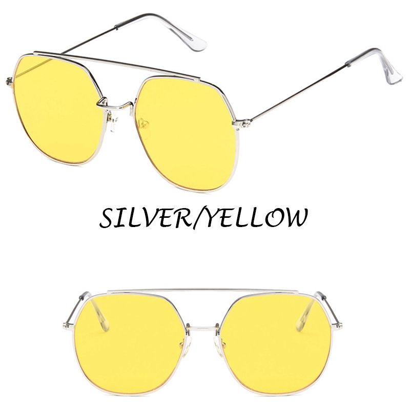 Kính râm gọng vuông kim loại oversized thời trang nữ phong cách Hàn Quốc