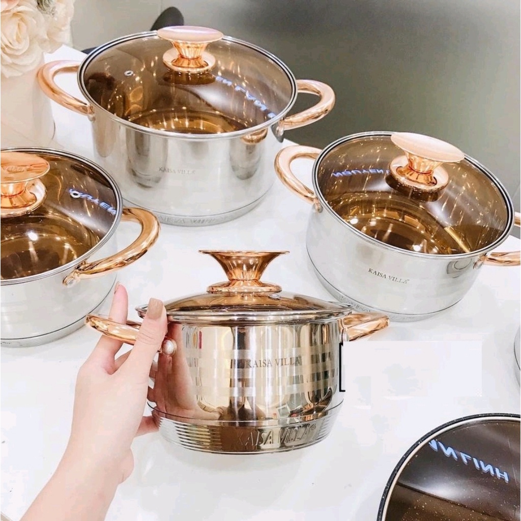 bộ nồi inox đức kaisa villa đáy từ 9 lớp cao cấp có 12 chi tiết  shop Movava BND9L