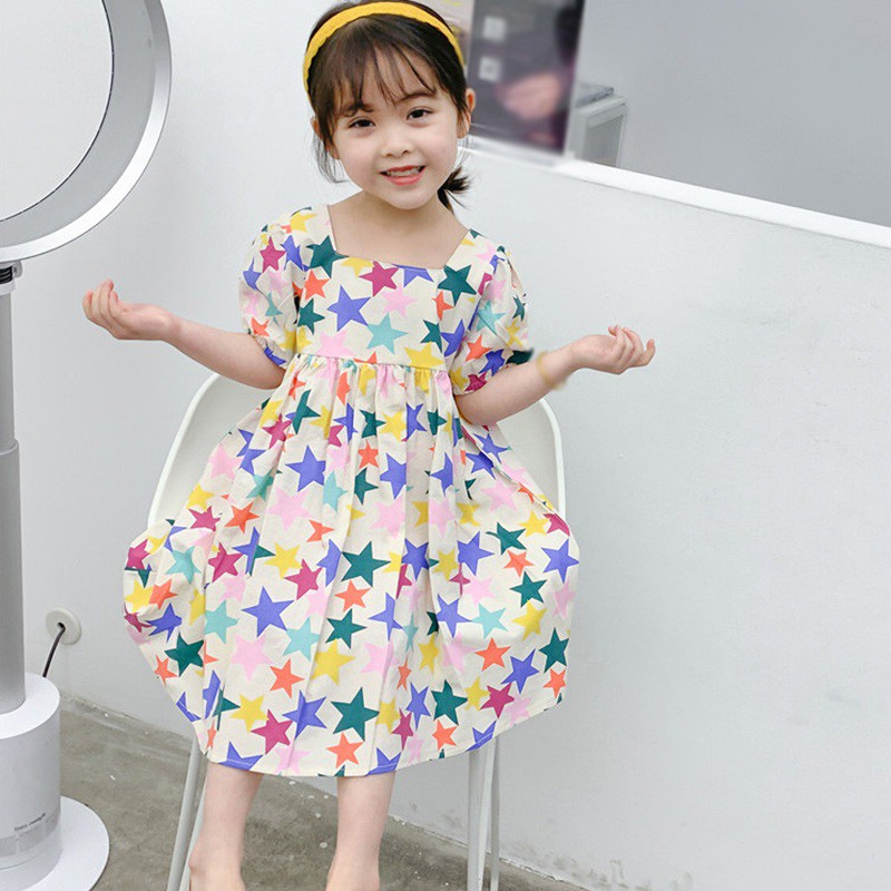 Đầm Công Chúa In Hình Ngôi Sao Cho Bé Gái