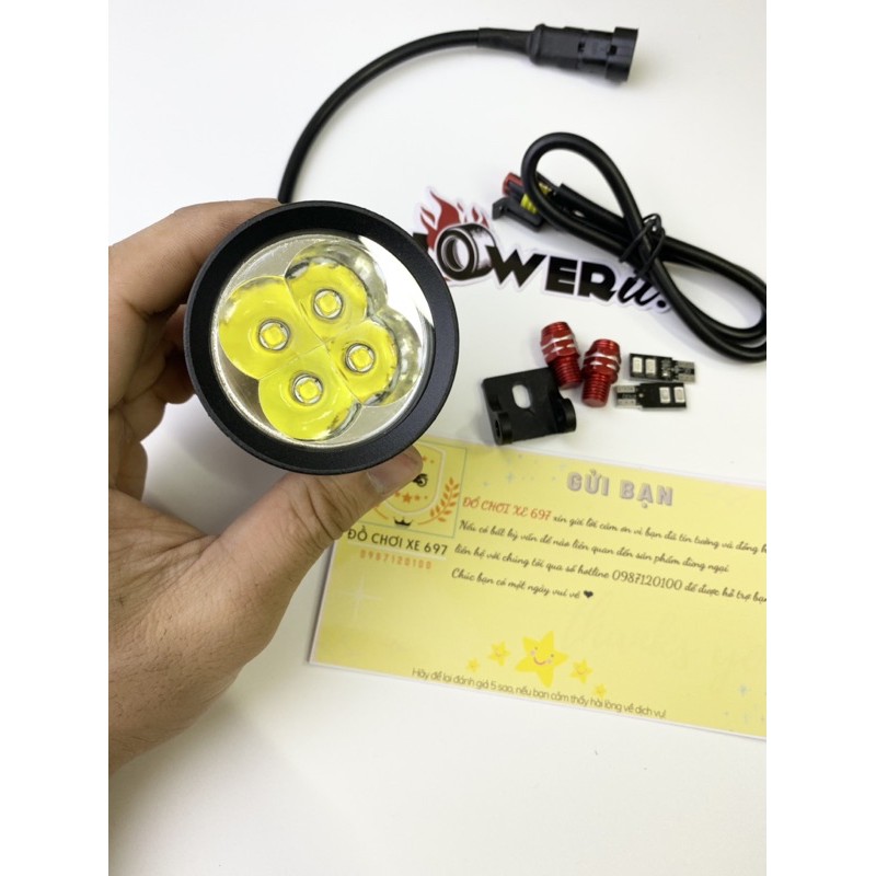 Đèn trợ sáng L4X kính tím. Led sst20 kèm phụ kiện. Bảo hành 12 tháng