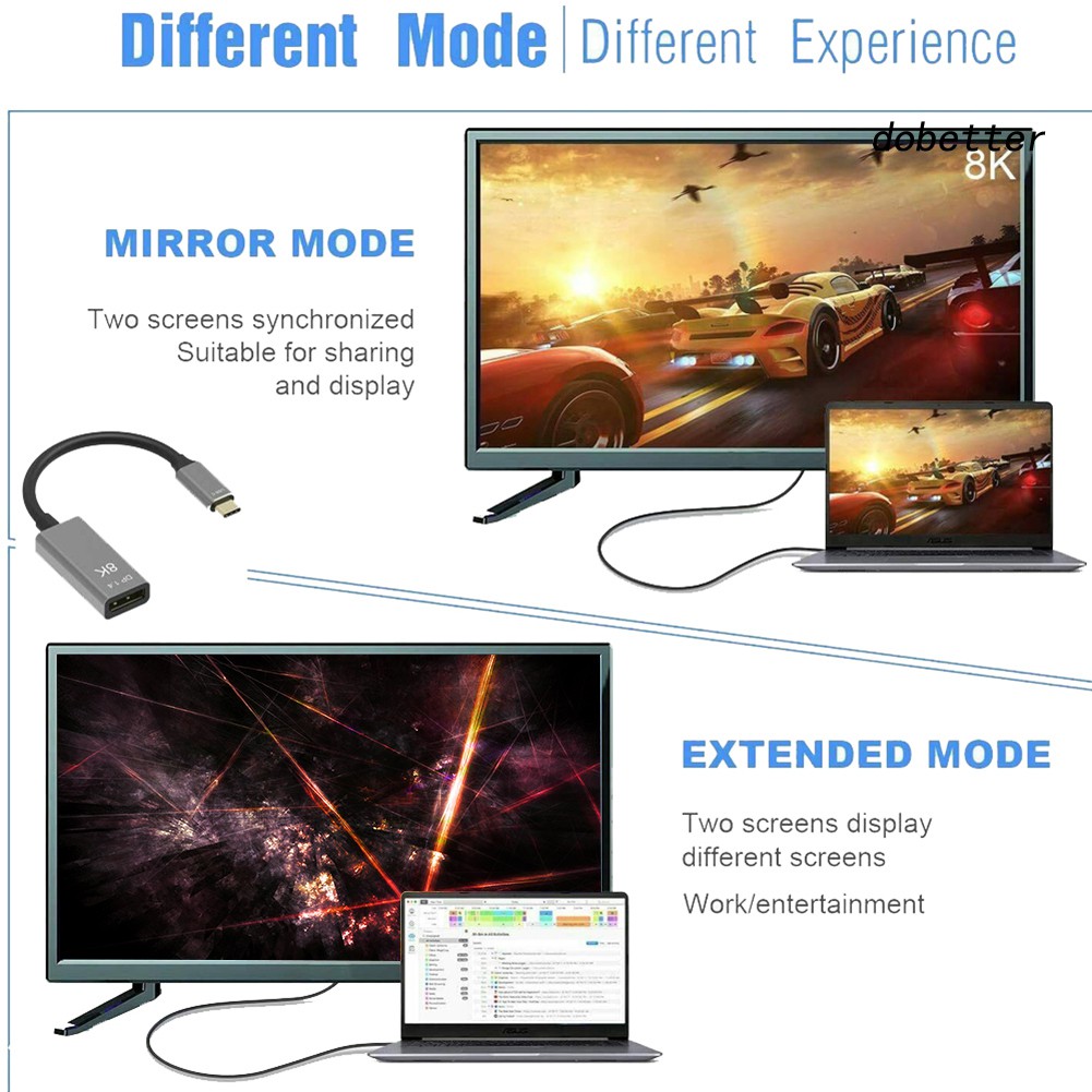 Cáp chuyển đổi USB Type C sang Displayport 8K 144Hz cho máy tính xách tay/ máy chiếu TV PC