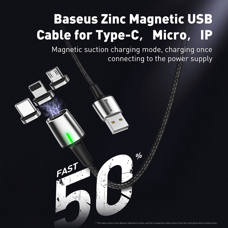 Cáp sạc Baseus đầu sạc từ tính Micro USB Type C cho iPhone Huawei Xiaomi