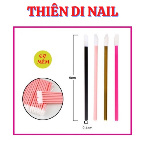 Cọ mềm 50 cây, tăm bông vệ sinh mi, tăm tháo mi đầu to Thiên Di Nail