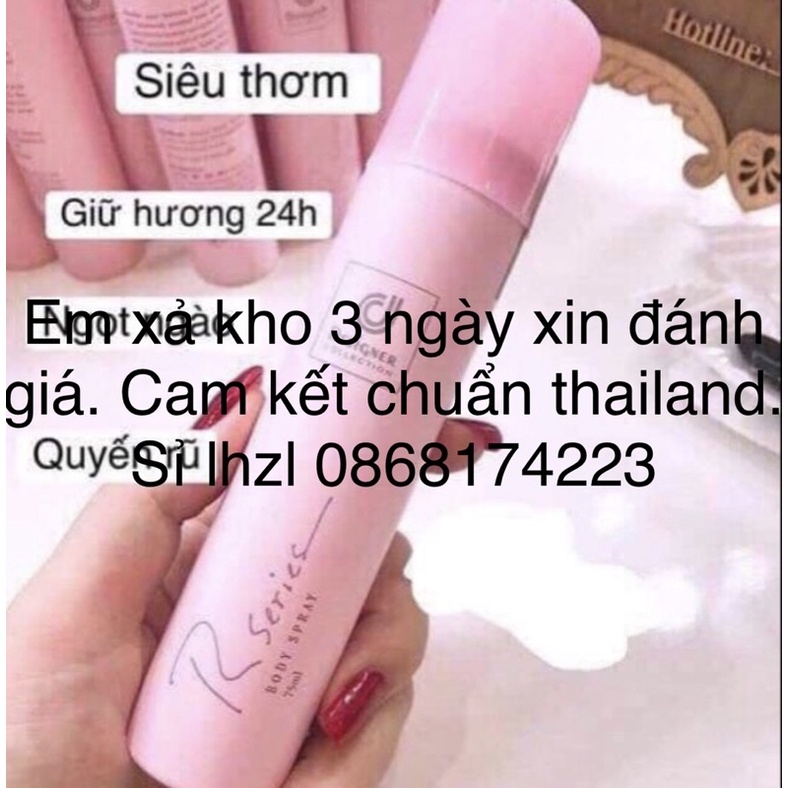 xịt thơm body Rseries(Cam kết chuẩn Thailand, nếu phát hiện hàng tàu khựa đền 100 lân)
