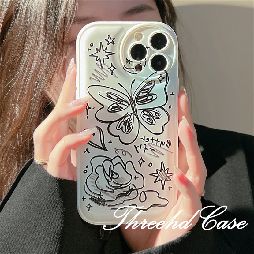 Ốp Điện Thoại TPU Mềm Đệm Khí Chống Rơi In Hình Bướm Cho iPhone 14 13 12 11 Pro Max SE 2020 X Xr Xs Max 8 7 6 6s Plus