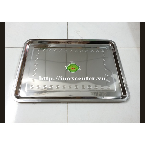 Khay inox cạn hình chữ nhật - Mâm ăn cơm - Khay đựng thức ăn - Khay mâm Inox phục vụ