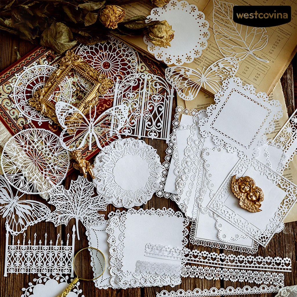 [Hot]✍Bộ 10 Sổ Tay Họa Tiết Ren Dùng Làm Đồ Thủ Công Nhẹ Nhàng