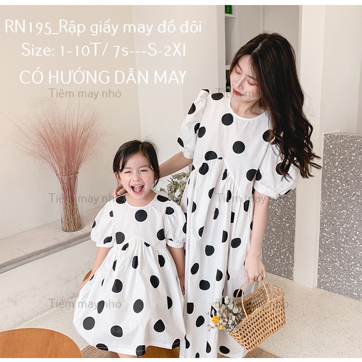 RN195_Rập giấy may đầm đôi mẹ và bé