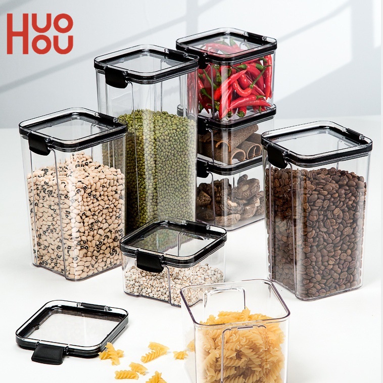 Hộp Nhựa Trong Suốt Hình Vuông Kín Khí Đựng Thực Phẩm Khô