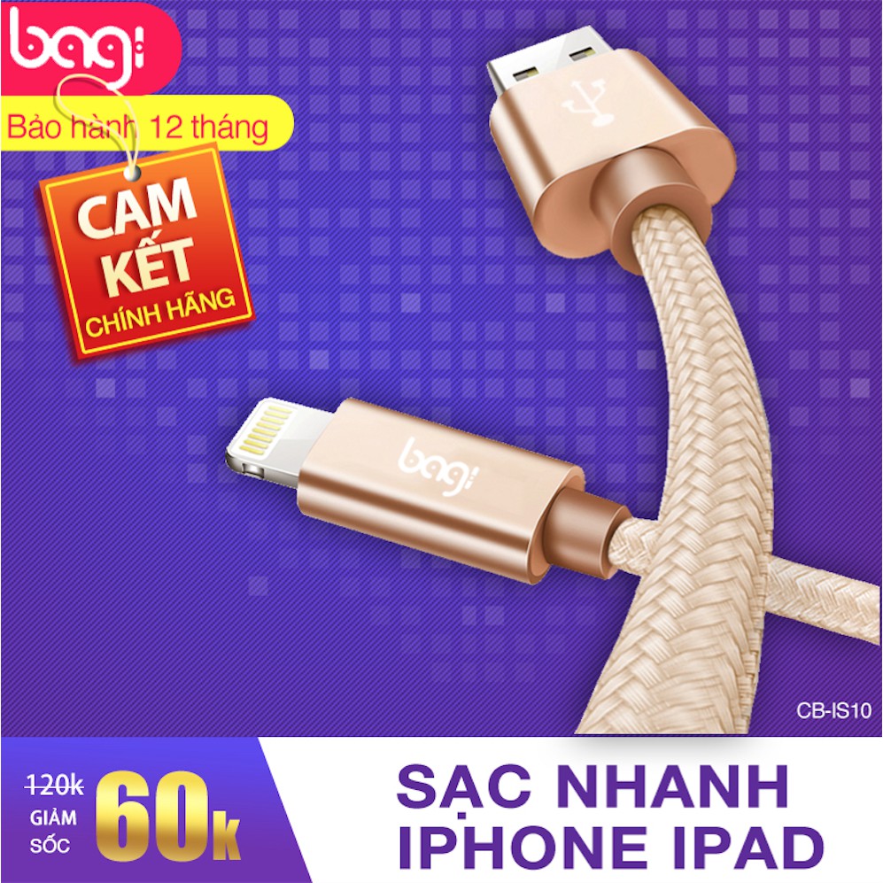 Dây sạc nhanh iPhone chính hãng Bagi Vietnam