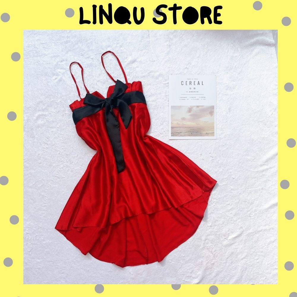 Váy ngủ 2 dây sexy, Váy ngủ sexy nữ chất lụa latin mềm mại Freesize - Linqu Sleepwear
