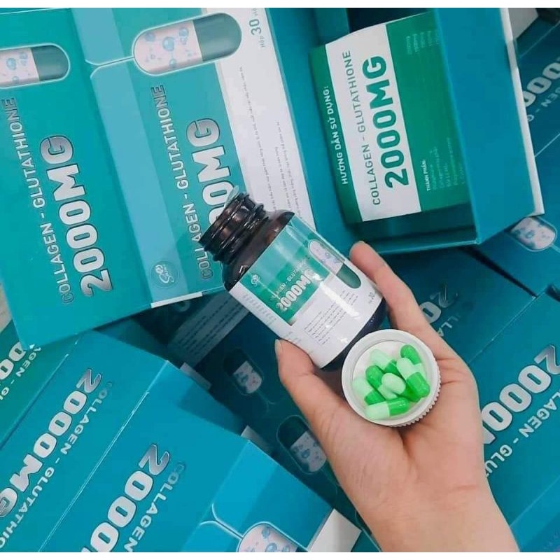 Viên Uống Trắng Da Mờ Nám GLUTATHIONE 2000 - Viên Uống COLLAGEN Trắng Toàn Thân Giảm Nám Mờ Nếp Nhăn