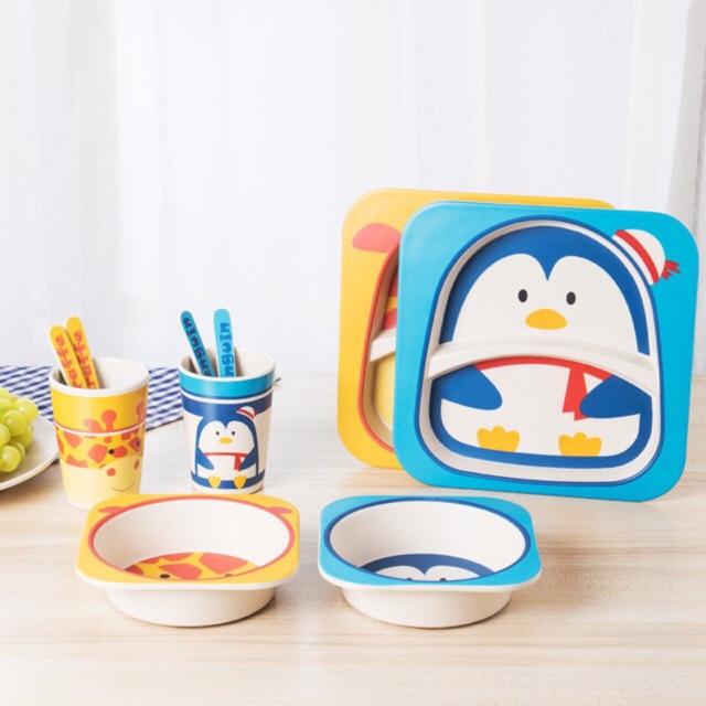 Bộ bát ăn dặm 5 món sợi tre cao cấp