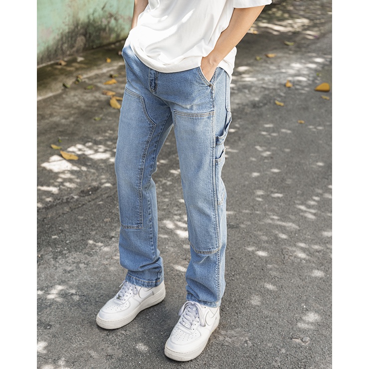 OWL BRAND® DOUBLE KNEE RELAX JEANS - Quần jean dài may đắp Màu Xanh - OWL010921 | BigBuy360 - bigbuy360.vn