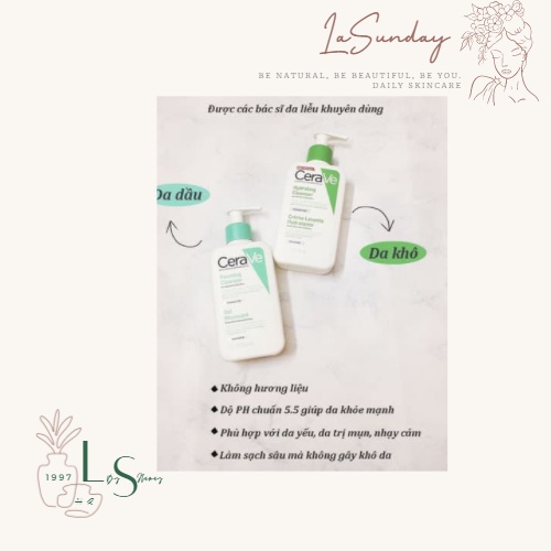 SỮA RỬA MẶT CERAVE HYDRATING/ FOAMING CHO DA KHÔ / DA DẦU 236ml Bản PHÁP