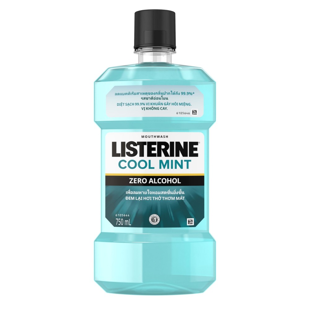 Nước súc miệng Listerine Cool Mint Zero hơi thở thơm mát không cay 750ml