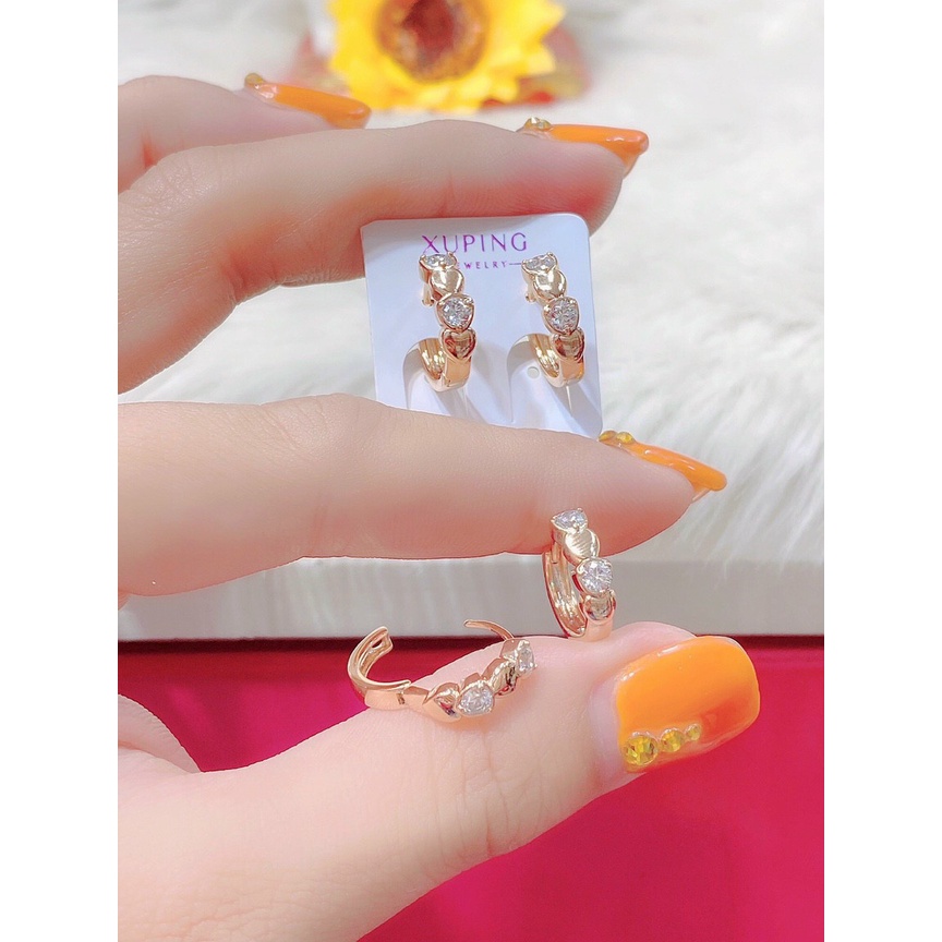 Đôi Bông Tai Nữ Đẹp 18K Mạ Vàng Đính Đá - Đeo Không Phai