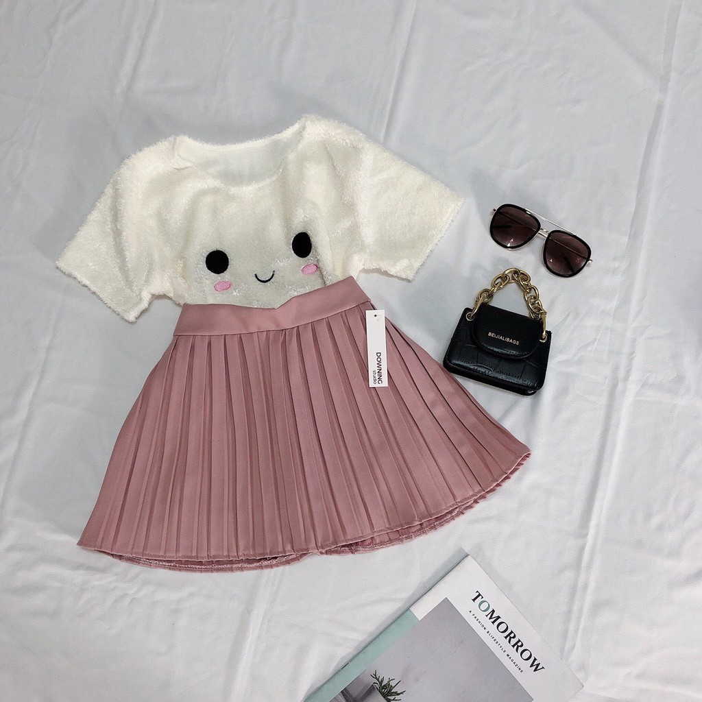 Áo croptop lông mặt gấu xinh xắn ảnh thật