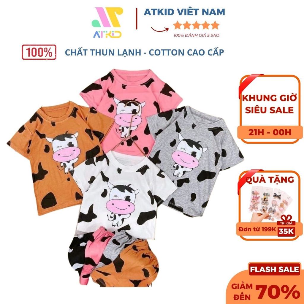 Bộ cộc tay cho bé, bộ cộc hình bò sữa MINKY MOM cho bé trai bé gái, chất thun lạnh cao cấp siêu mềm siêu mát AT KID