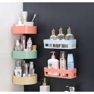 Phòng Tắm Vệ Sinh Liền Mạch Giá Để Đồ Nhà Bếp Tam Giác Dính Kệ Thoát Nước Lưu Trữ Hình Chữ Nhật Kệ ABS