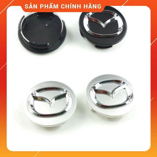 Logo chụp mâm, lazang bánh xe Mazda đường kính 57mm MAD57: Mầu Đen và Bạc