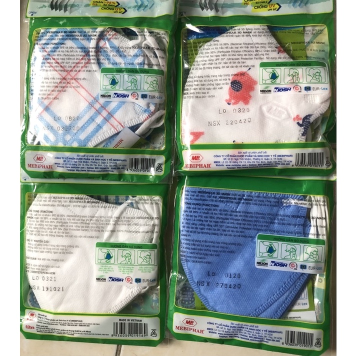 Khẩu trang trẻ em Mask 3D Mebiphar giá rẻ set 5 cái