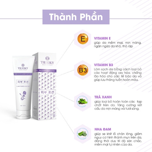 Kem dưỡng trắng da toàn thân hương hoa Lavender Truesky Whitening Body Lotion 100g
