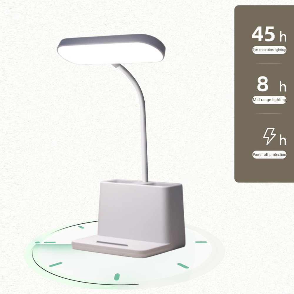 QINJUE Study Reading Lamp Touch Control Pen Holder Desk Lamp Office Dimmable Flexible Gooseneck Eye-Caring Portable