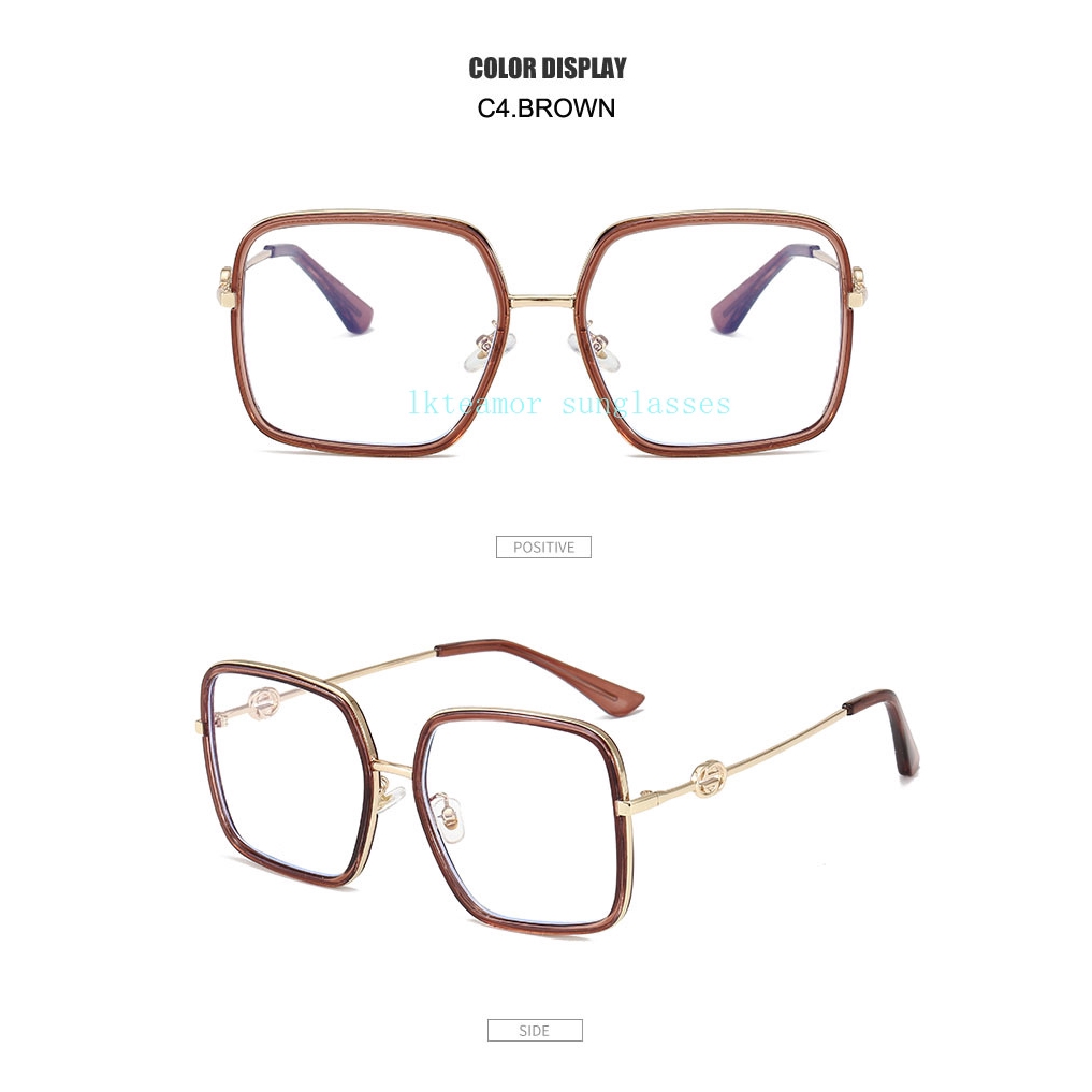 Fashion gold metal glasses frame ladies brand oversized square frame glasses transparent optics men and women universal