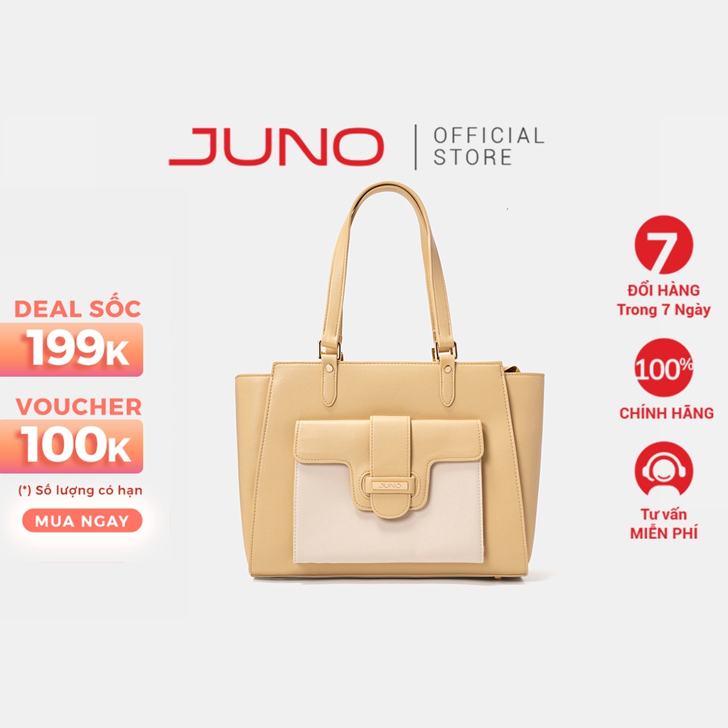 Túi Xách Nữ Thời Trang JUNO Cỡ Lớn Tote 1 Ngăn Trước Khoá Buckle TXL074