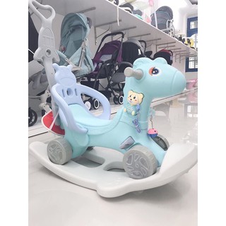 SỈ NGỰA BẬP BÊNH CÓ TAY ĐẨY 3IN1 MÀU XANH