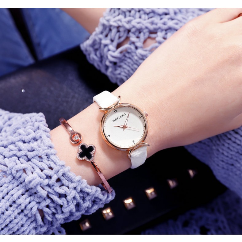 Đồng hồ nữ Mstianq h4 dây da cao cấp mặt tròn cực xinh | BigBuy360 - bigbuy360.vn