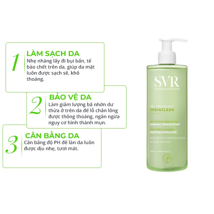 Sữa Rửa Mặt SVR Sebiaclear Gel Moussant 400ml - 200ml Gel Rửa Mặt SVR RM12