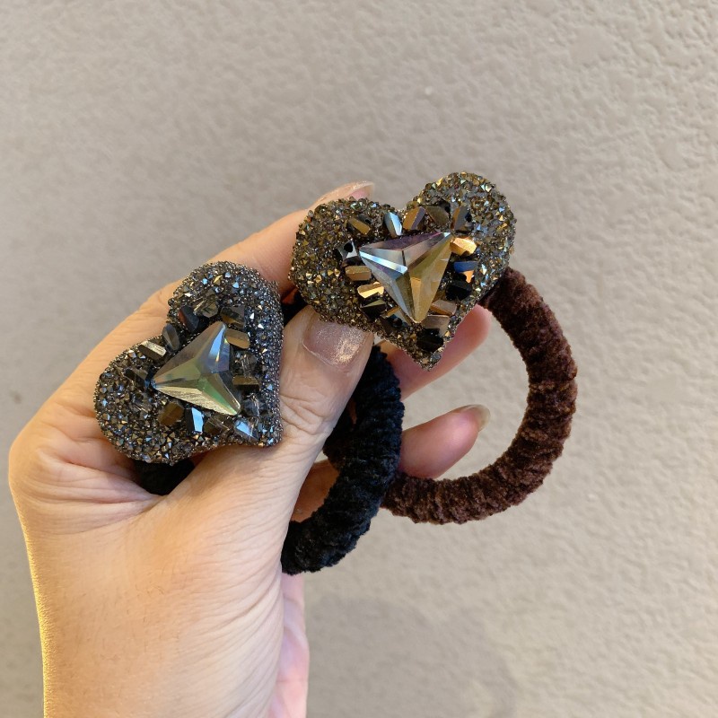 Dây Buộc Tóc Cao Su Co Giãn Hình Vuông Đính Đá Kim Cương Toàn Diện Phong Cách Hàn Quốc Cho Nữ