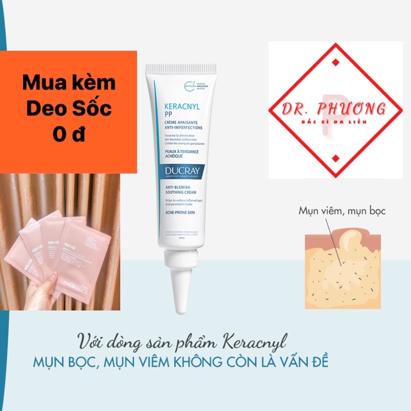 kem ngừa mụn, giảm thâm, giảm viêm  Ducray Keracnyl PP Anti-blemish Soothing Cream