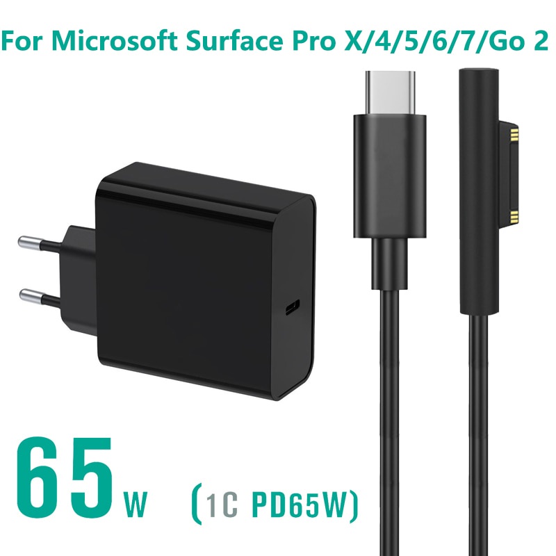 Bộ sạc USB C 15V 4A 65W cho Microsoft Surface Pro 4 Pro 5 Pro 6 Pro 7 Pro X 65W
