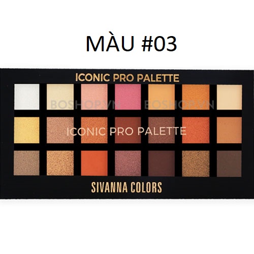 Bảng Phấn Mắt Sivanna Iconic Pro Palette HF384 Gồm 21 Ô Màu Lì và Ánh Nhũ