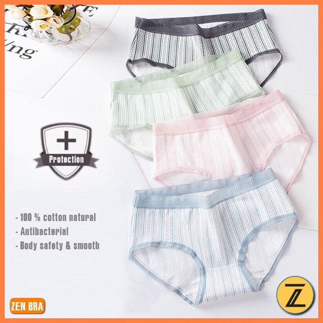 [Mã 12FASHIONSALE1 giảm 10K đơn 50K] Quần Lót Nữ Cotton Kẻ Caro Cạp Ren 045