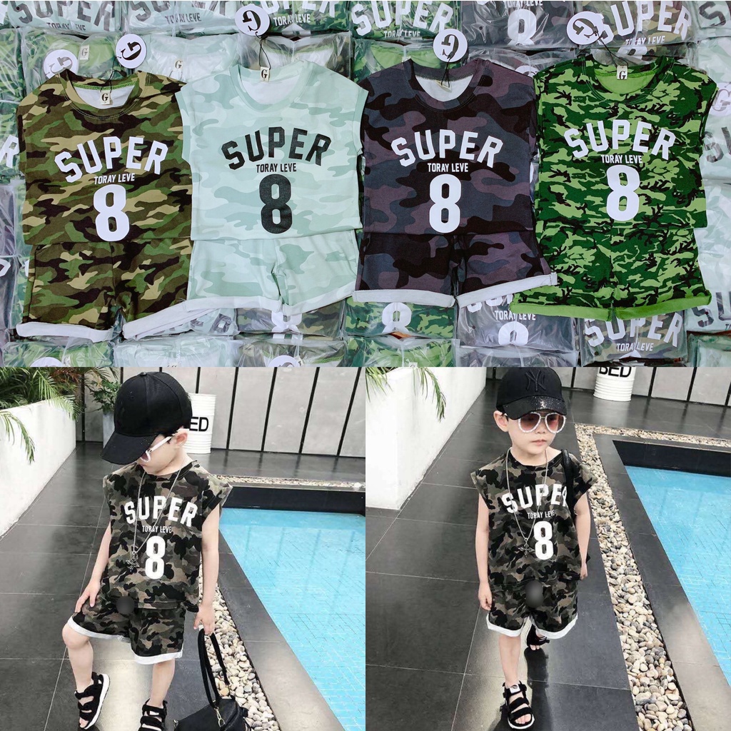 (LÔ MỚI)(SIZE 8-28KG) Đồ bộ lính bé trai cotton loại 1 siêu ngầu