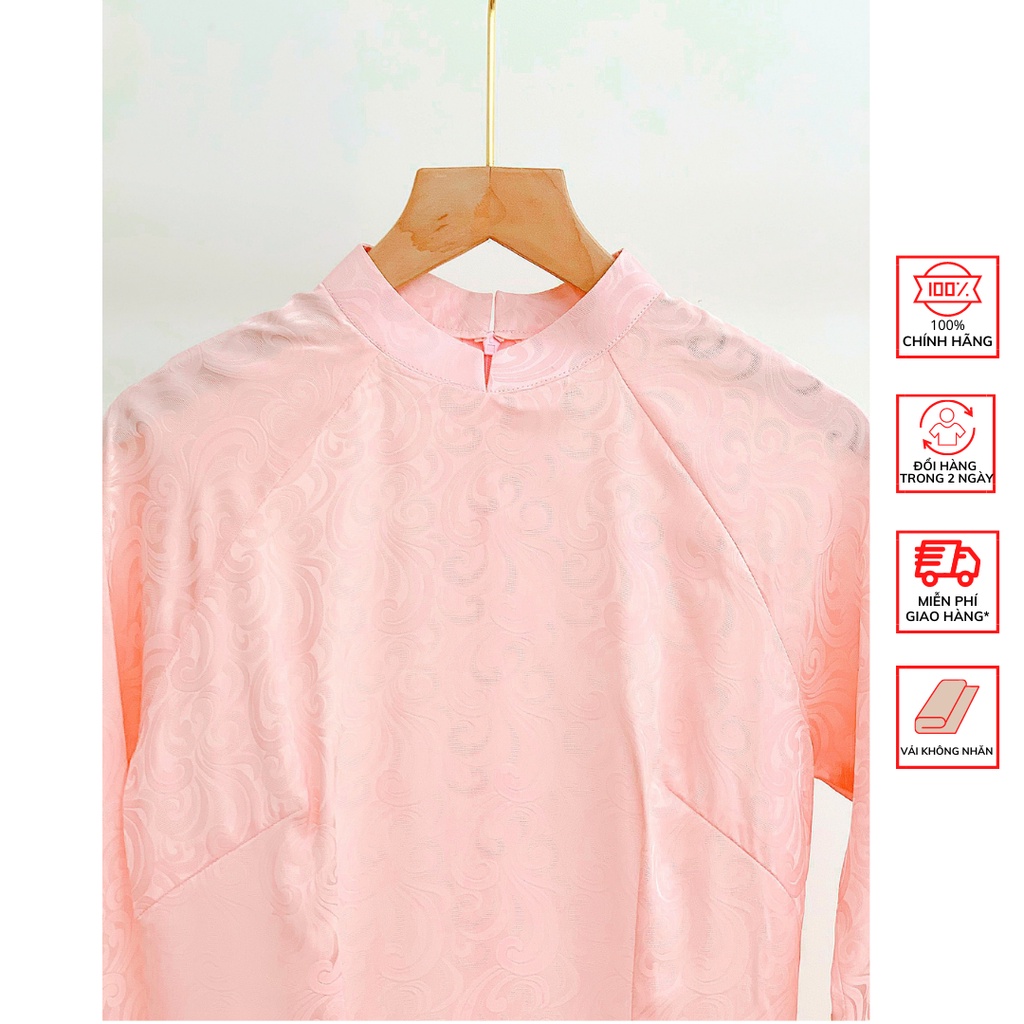 Áo Dài FOR HER Hoạ Tiết Sóng Hồng AD01465