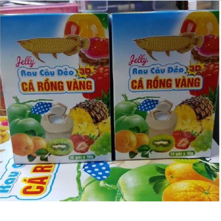 2 gói] rau câu dẻo 3D cá rồng vàng (10gram/gói)