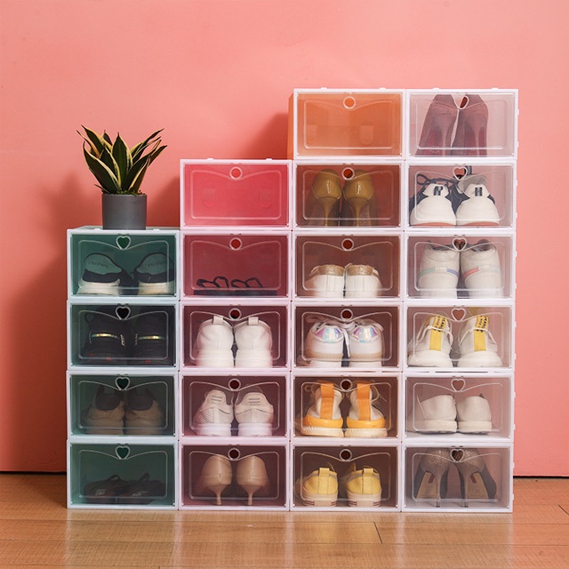Hộp Đựng Giày Nắp Nhựa Cứng Trong Suốt, Tủ Để Giày Lắp Ghép Cực Đẹp Chịu Lực 4kg ( Size Lớn )