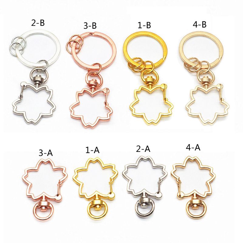 ❀ 5Pcs DIY Keychain Cherry Flower Metal Snap Hook Lobster Clasps Lanyard Keyrings