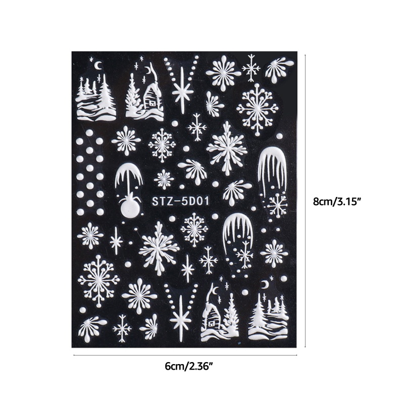 1 Tờ Miếng Dán Móng Tay Họa Tiết Giáng Sinh 5D Độc Đáo