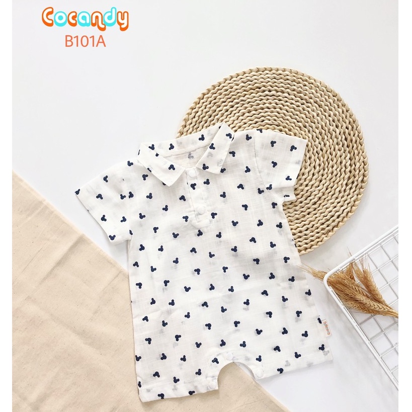 [Cocandy Official Store] Bộ bodysuit cho bé cổ đức họa tiết gấu