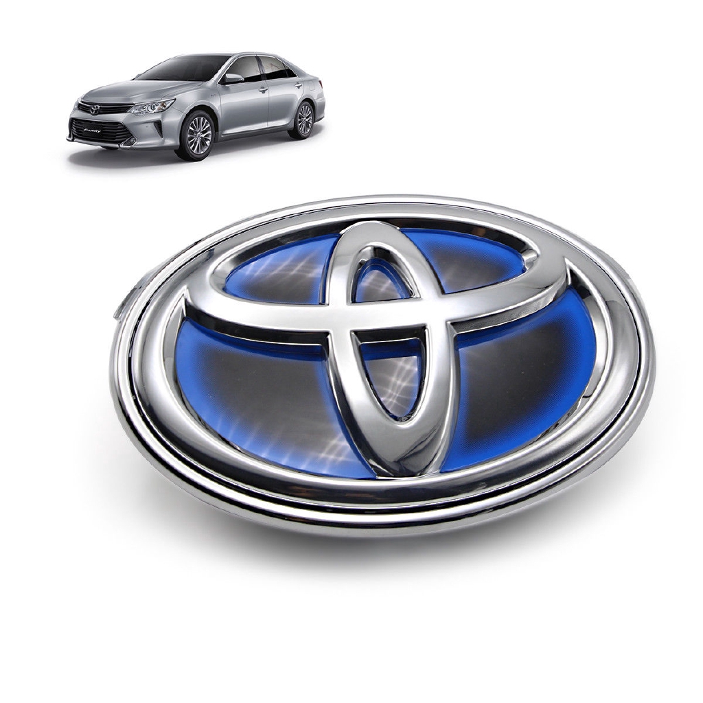 Logo lưới tản nhiệt lai chính hãng Biểu tượng trước Chrome Chrome màu xanh cho Toyota Camry 2012 2016