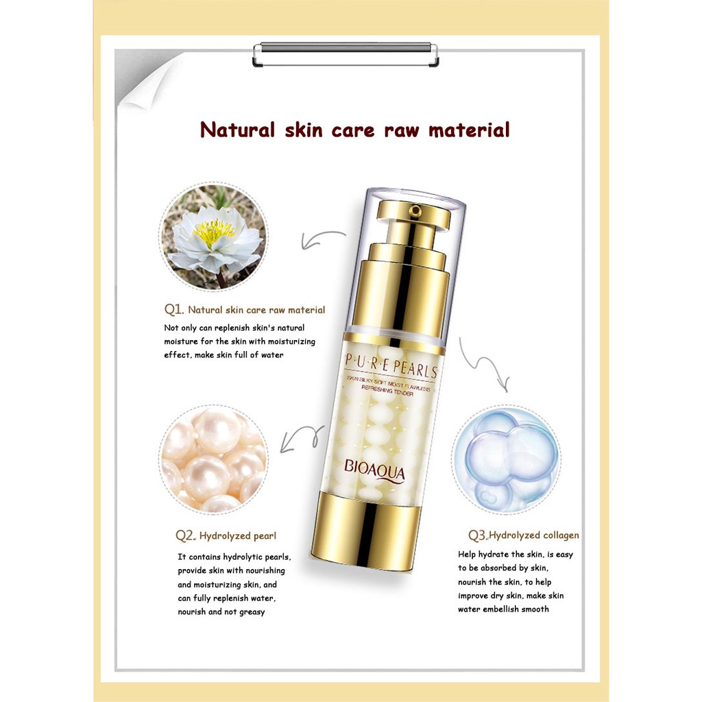 BIOAQUA Natural Pearl Whitening Cream Collagen Moisturizing Hydrating Face Cream Hyaluronic Acid Repair Anti Wrinkle Ant