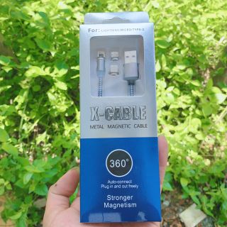 Cáp sạc từ hút nam châm đầu micro usb, type C và iPhone 360 độ dây dù