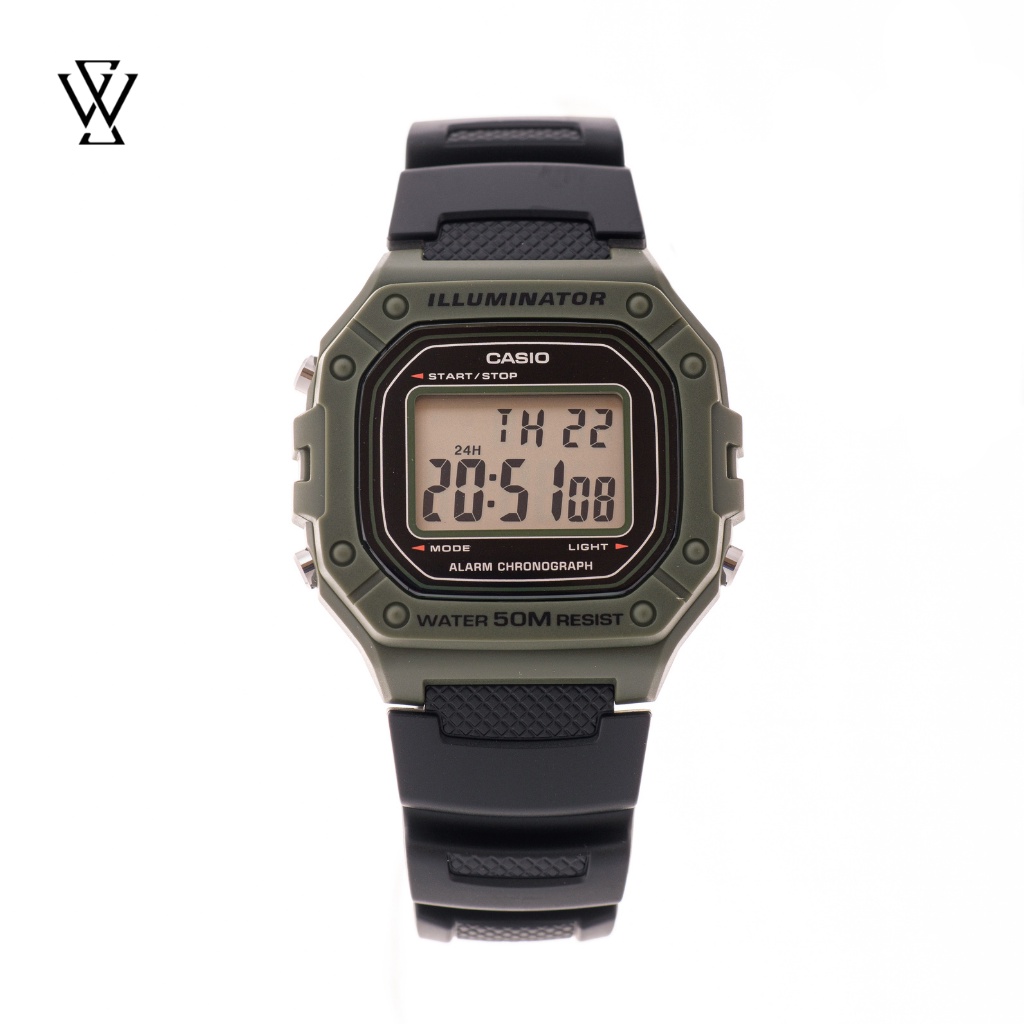 Đồng Hồ Điện Tử Nam Casio WATCHSTORE W-218H-3AVDF Thiết Kế Kính Nhựa 43mm, Độ Chịu Nước 5ATM, Vỏ Nhựa Cao Cấp