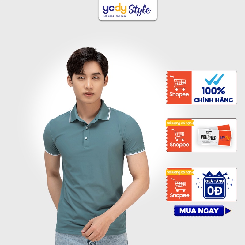 Áo Polo nam cổ bẻ phối vải Airycool Cotton xuất xịn,chuẩn form,sang trọng-lịch lãm với họa tiết bo kẻ mát,trẻ trung Yody